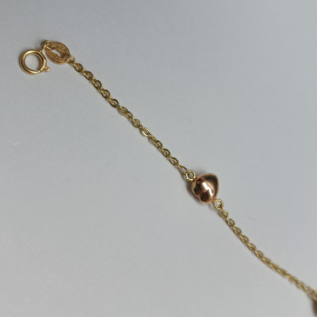 PULSERA ESP CON CORAZONES COMBINADOS 14K 18 CM 1.5 GR (NUEVO)