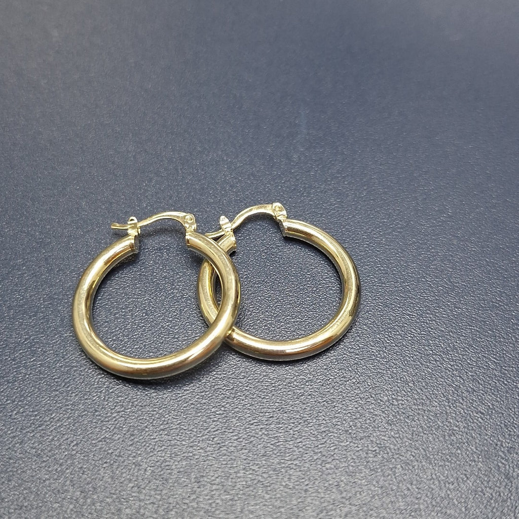 ARETES TEJIDO ARRACADAS LISAS HUECAS 14K 2.1 GR (NUEVO)