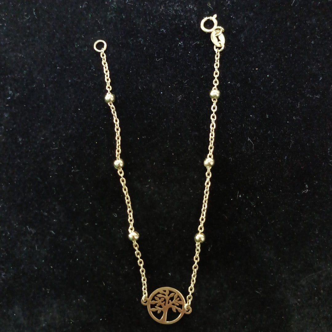 PULSERA TEJIDO ESPECIAL ARBOL 14K 18 CM 1.8 GR (NUEVO)