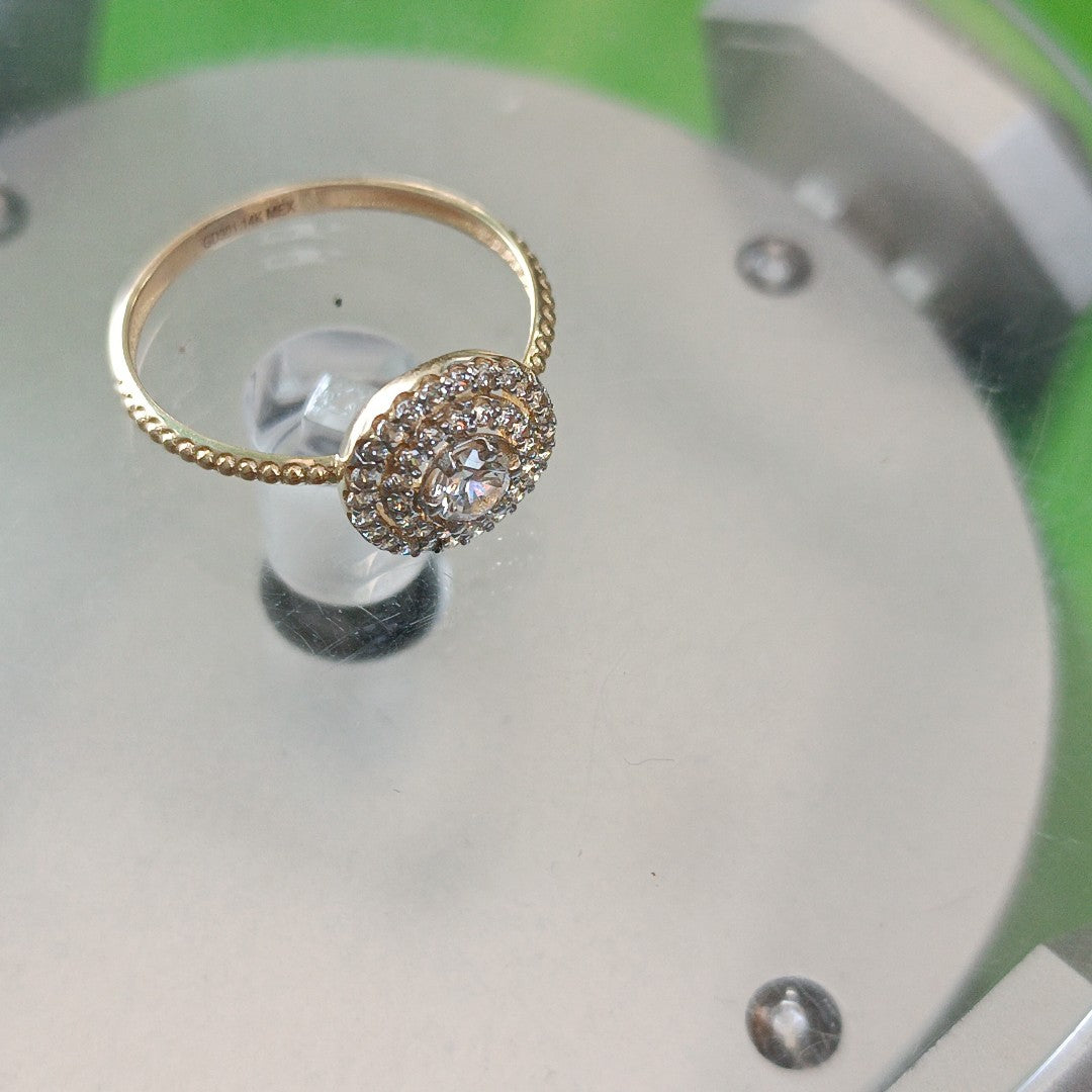 ANILLO ANILLITO C CIRCONIAS 14K 8.5 TALLA 1.9 GR (NUEVO)