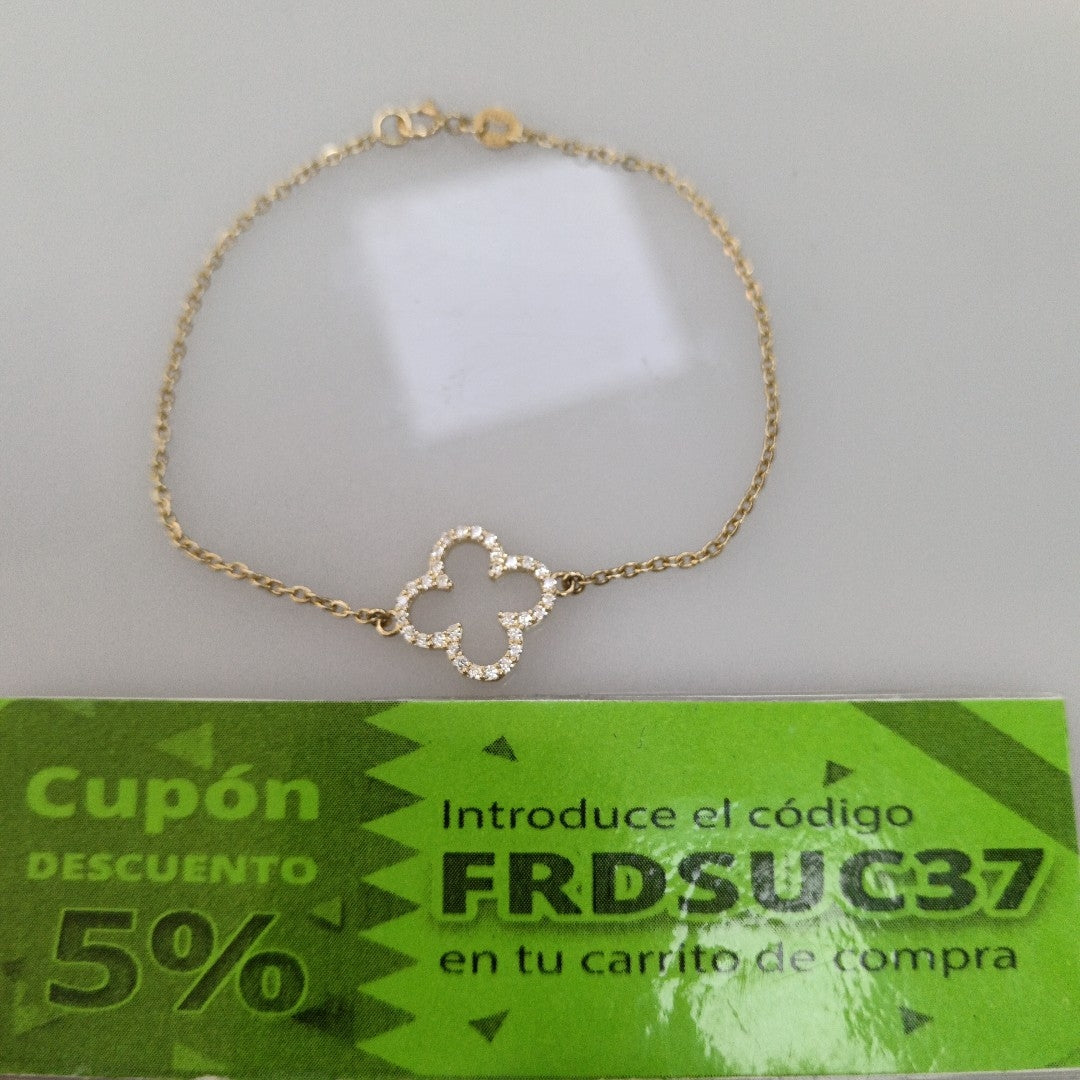 PULSERA TEJIDO ESPECIAL C CIRCONIAS 14K 18 CM 1.8 GR (NUEVO)
