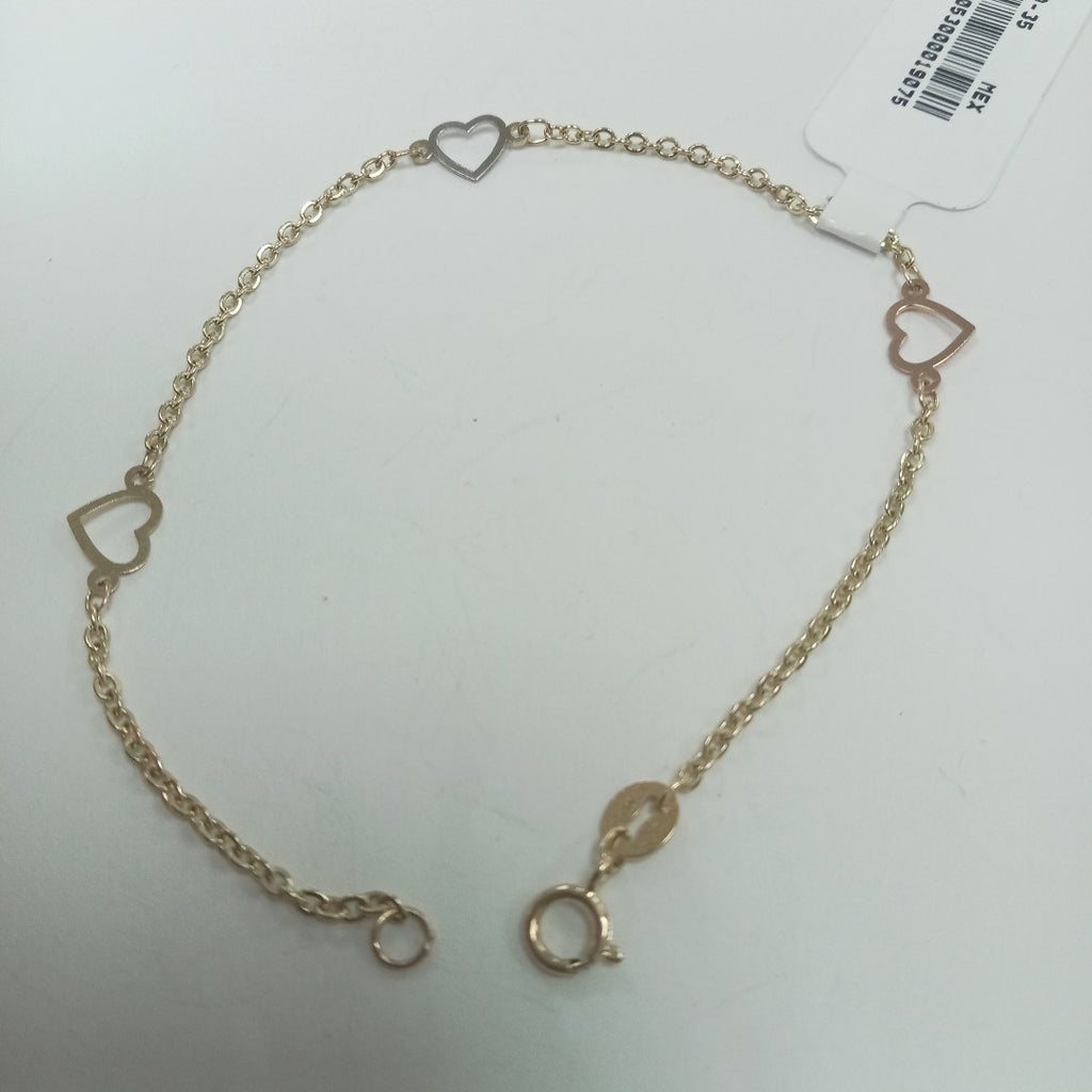 PULSERA ESPECIAL CON CORAZONES 14K 18 CM 1.2 GR (NUEVO)