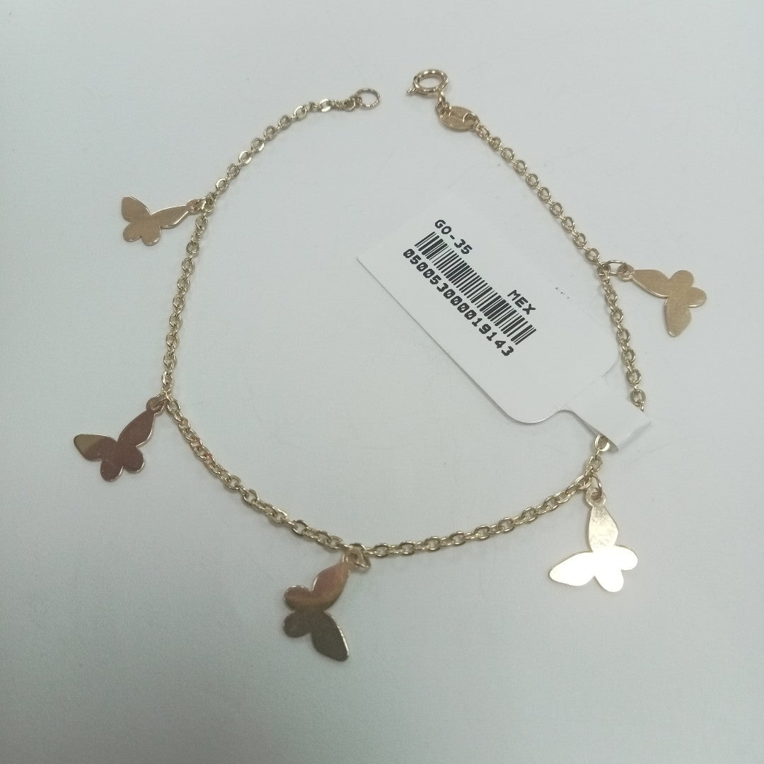 PULSERA ESPECIAL CON MARIPOSAS 14K 18 CM 2.1 GR (NUEVO)