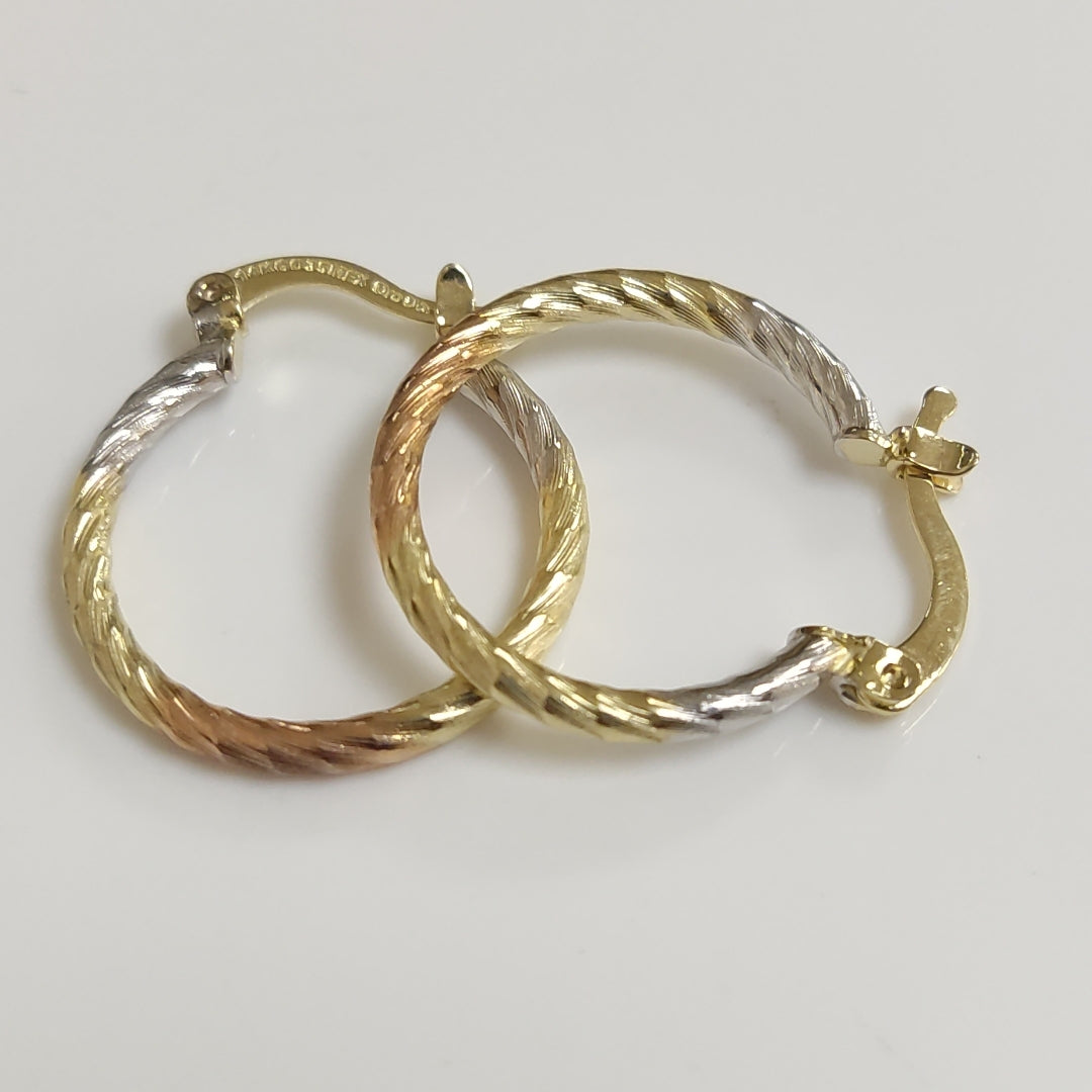 ARETES TEJIDO ARRACADAS TZL COMBINADAS 14K 1.8 GR (NUEVO)