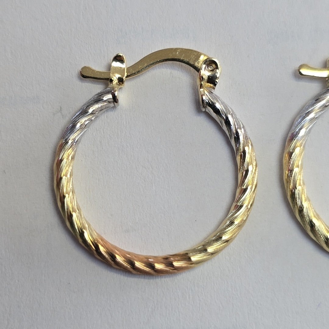 ARETES TEJIDO ARRACADAS TZL COMBINADAS 14K 1.8 GR (NUEVO)