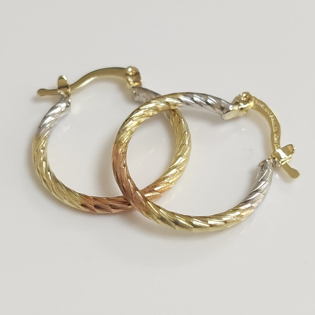 ARETES TEJIDO ARRACADAS TZL COMBINADAS 14K 1.8 GR (NUEVO)