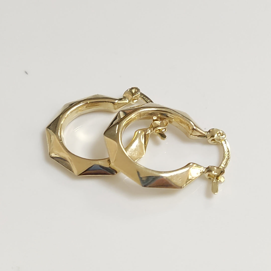 ARETES TEJIDO ARRACADAS FACETADAS 14K 1.8 GR (NUEVO)