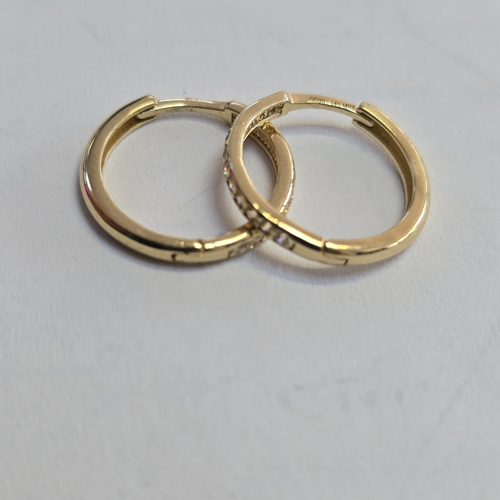 ARETES HUGGIES C CIRCONIA 14K 1.7 GR (NUEVO)
