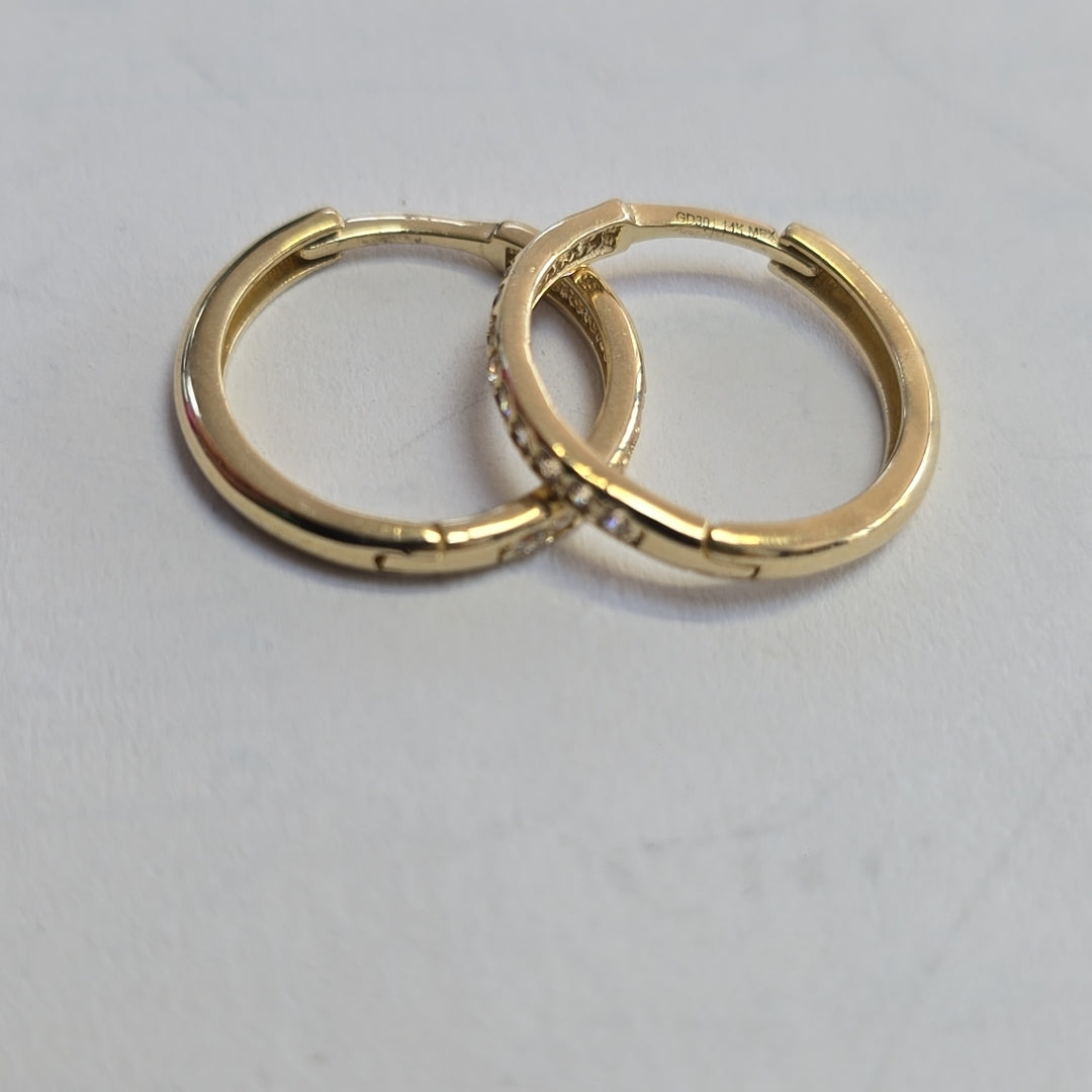 ARETES HUGGIES C CIRCONIA 14K 1.7 GR (NUEVO)