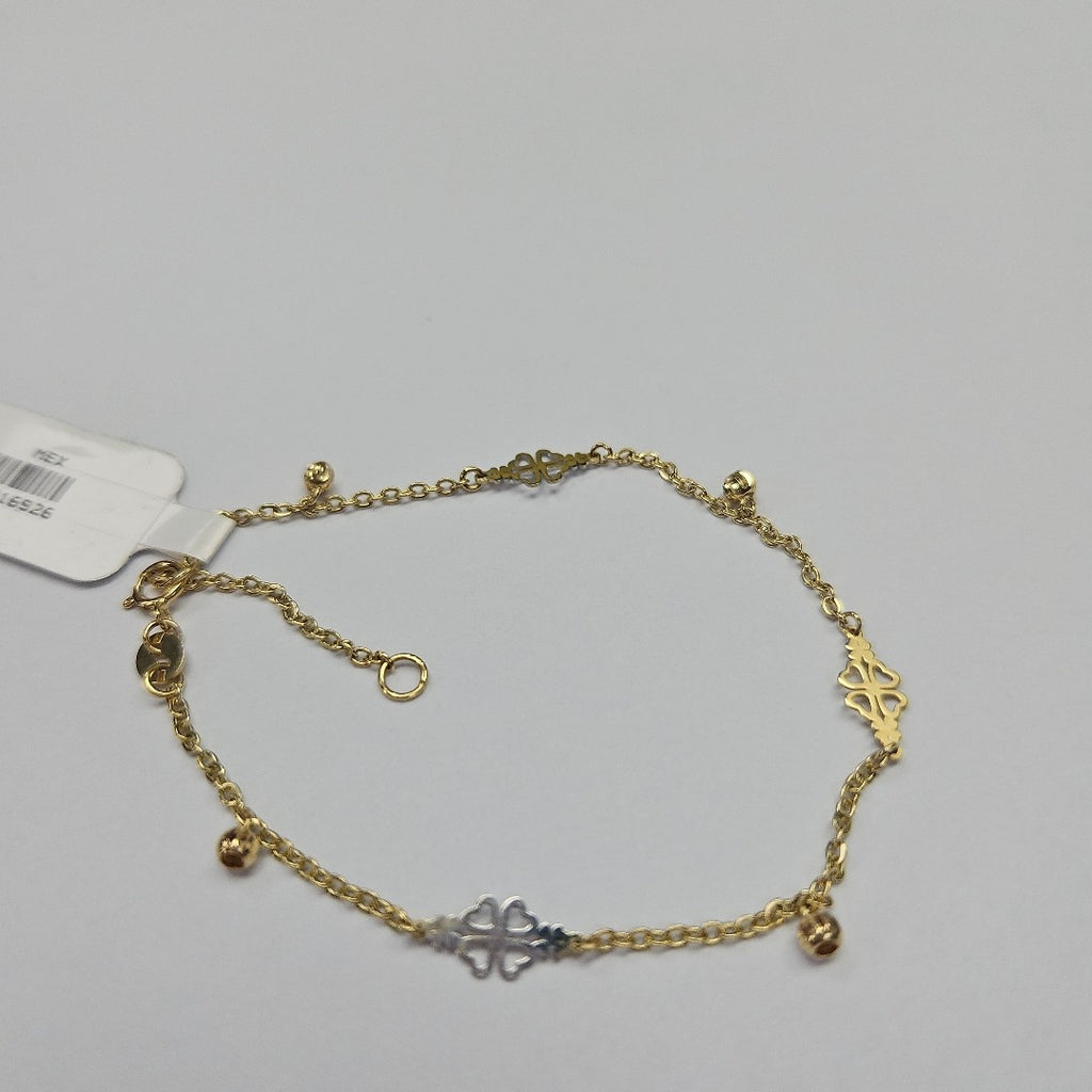PULSERA ESPECIAL CON TREBOL 14K 18 CM 1.8 GR (NUEVO)