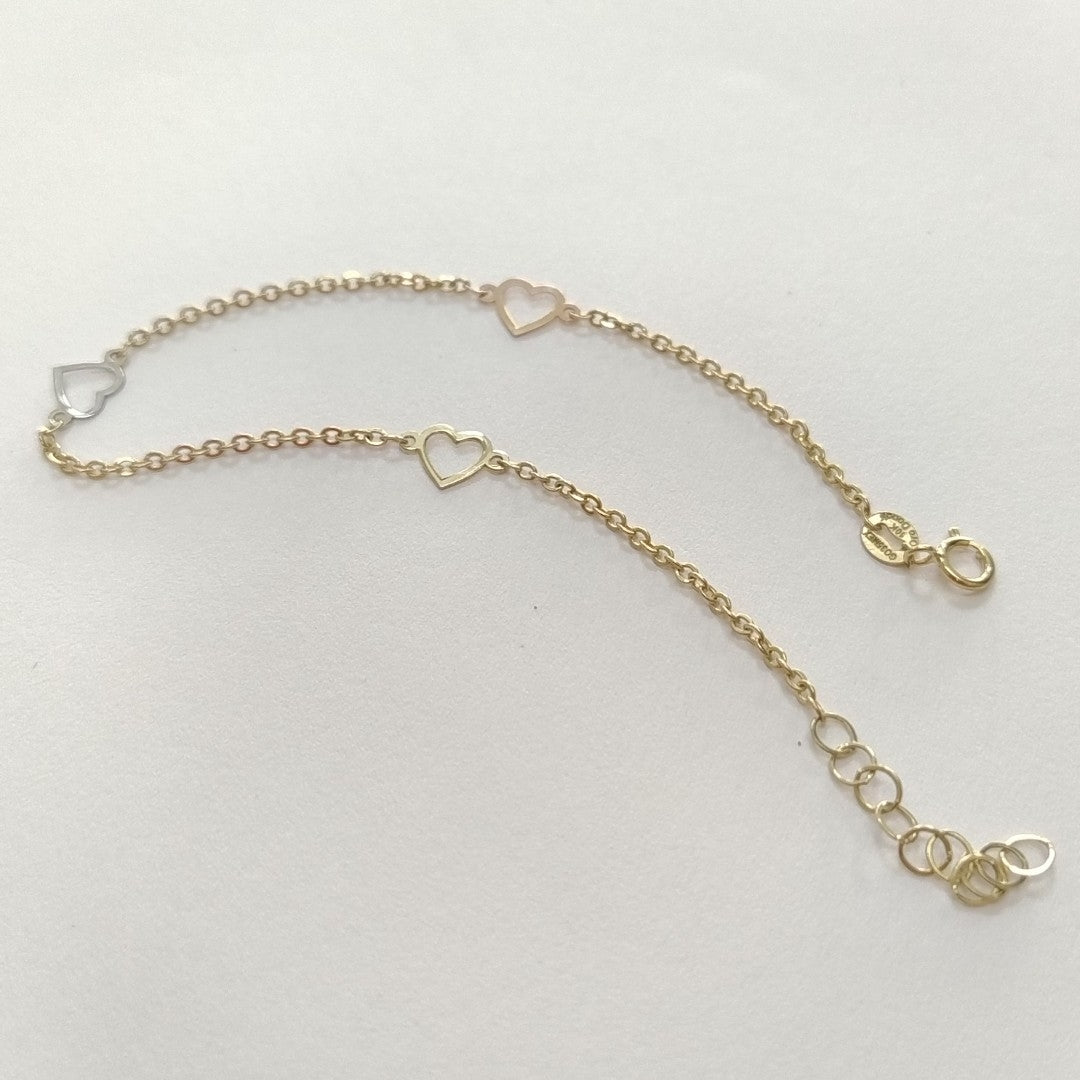 PULSERA ESPECIAL CON CORAZONES 10K 18 CM 1.2 GR (NUEVO)