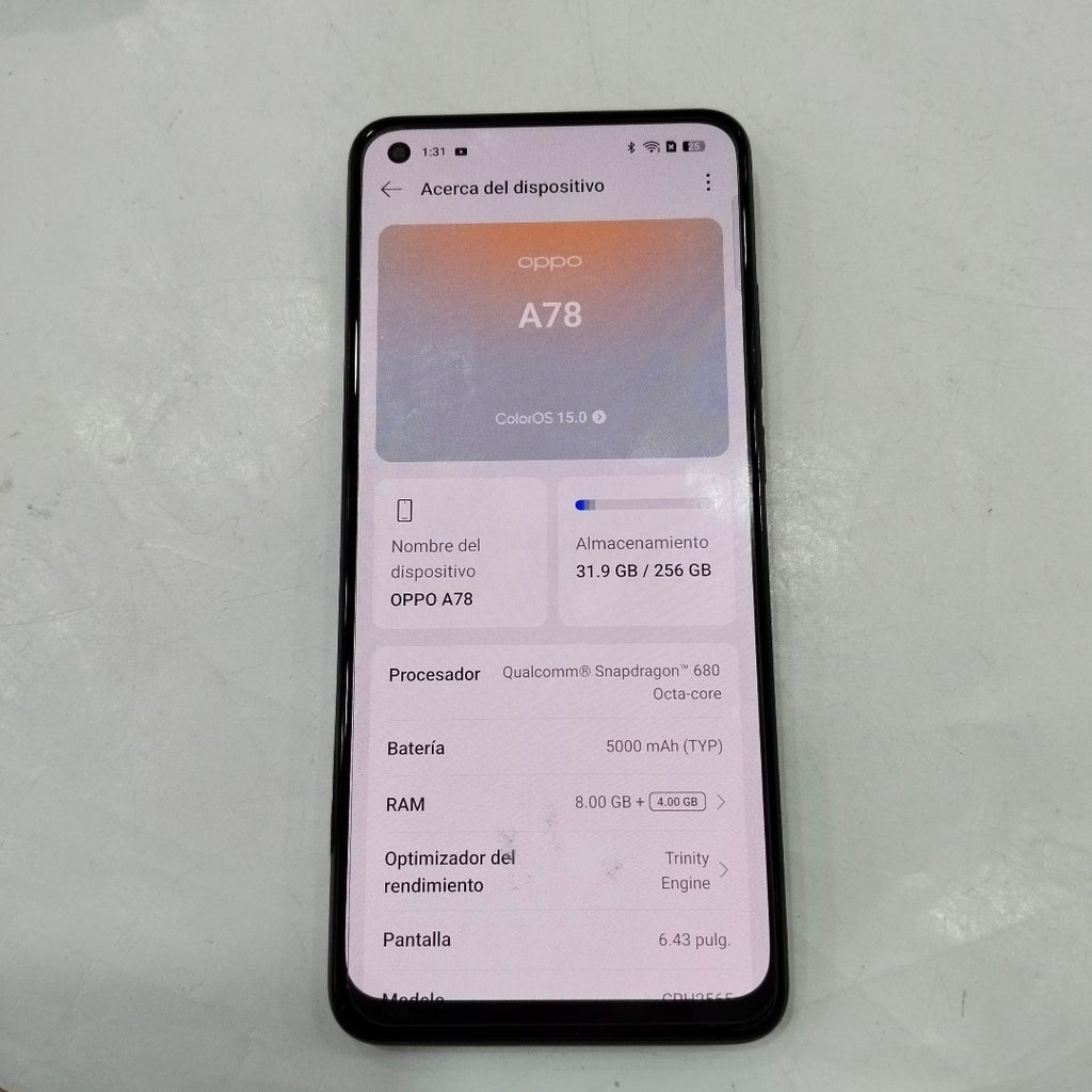 CELULAR OPPO A78 CPH2565 (2023) 256 GB 8 GB RAM (SEMINUEVO)