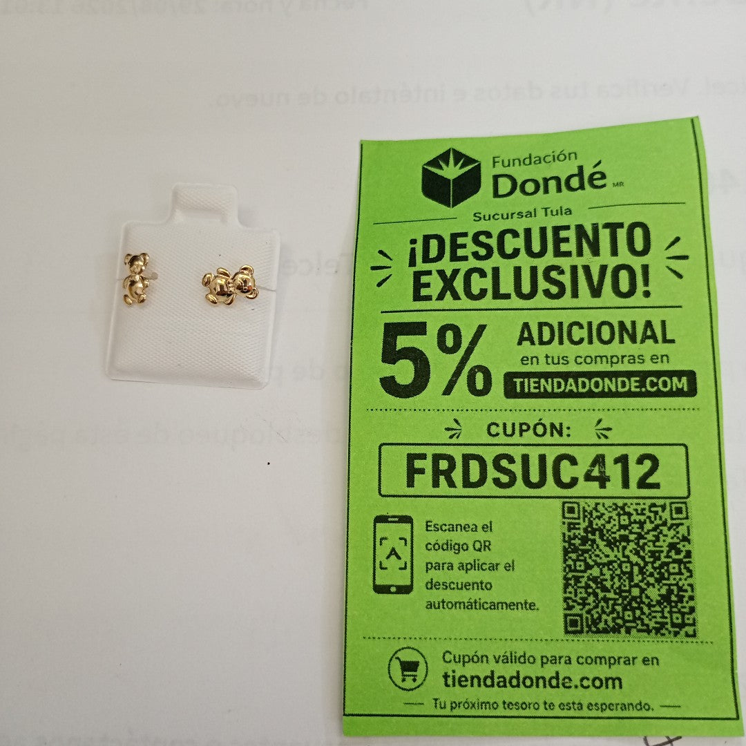 BROQUELES BROQUEL FIG OSO 14K 0.2592 GR (NUEVO)