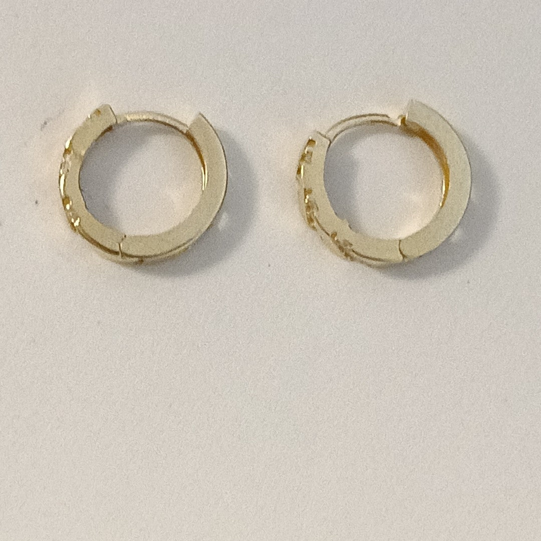 ARETES HUGGIES CON CIRCONIAS 14K 2.2 GR (NUEVO)