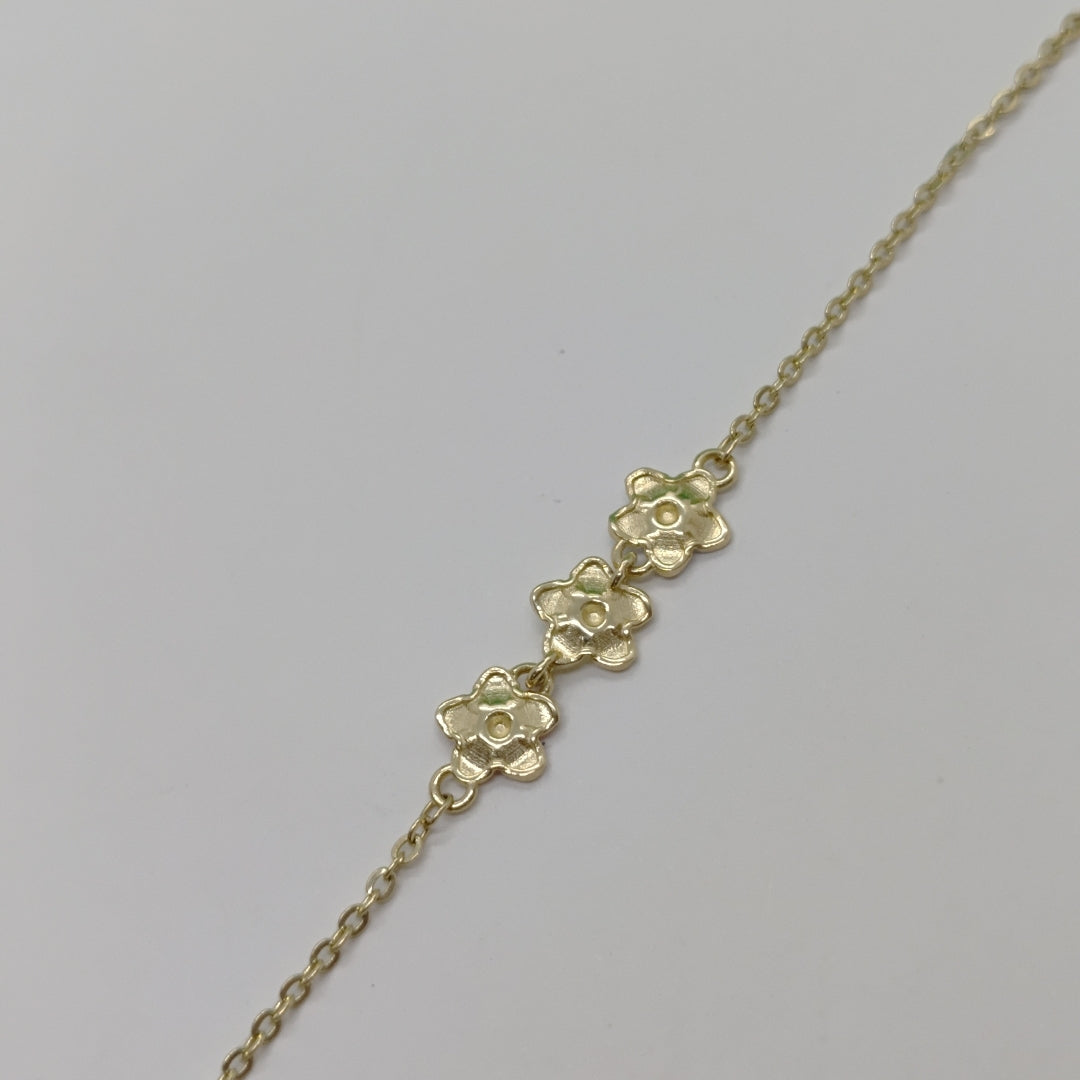 PULSERA TEJIDO ESPECIAL FIG FLORES 14K 18 CM 2.1 GR (NUEVO)