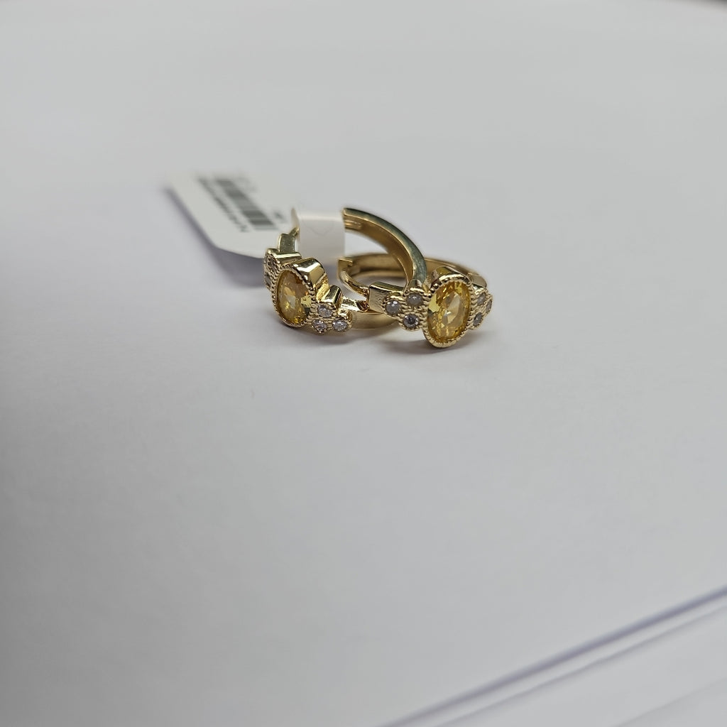 ARETES ARRACADAS CON CIRCONIAS Y PDRAS COL 14K 3.3 GR (NUEVO)