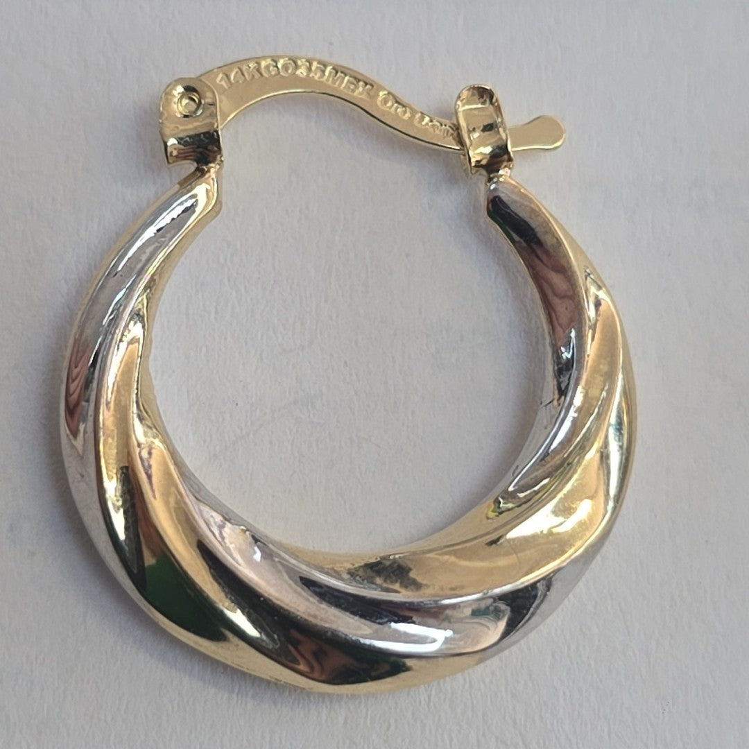 ARETES TEJIDO ARRACADA TRENZADA COMBINADA 14K 1.8 GR (NUEVO)