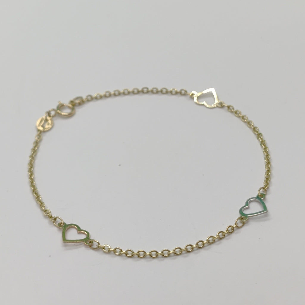 PULSERA ESPECIAL CON CORAZONES 14K 18 CM 1.2 GR (NUEVO)