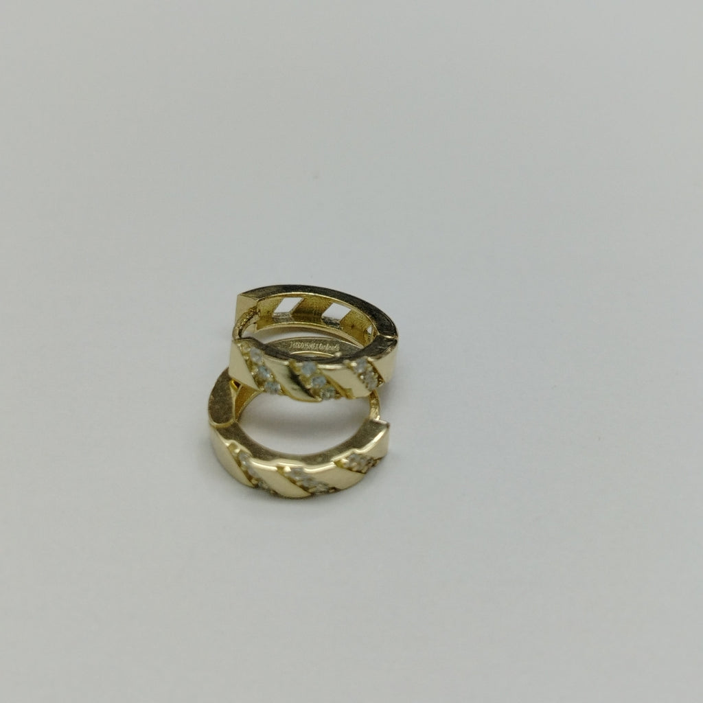 ARETES HUGGIES CON CIRCONIAS 14K 2.2 GR (NUEVO)