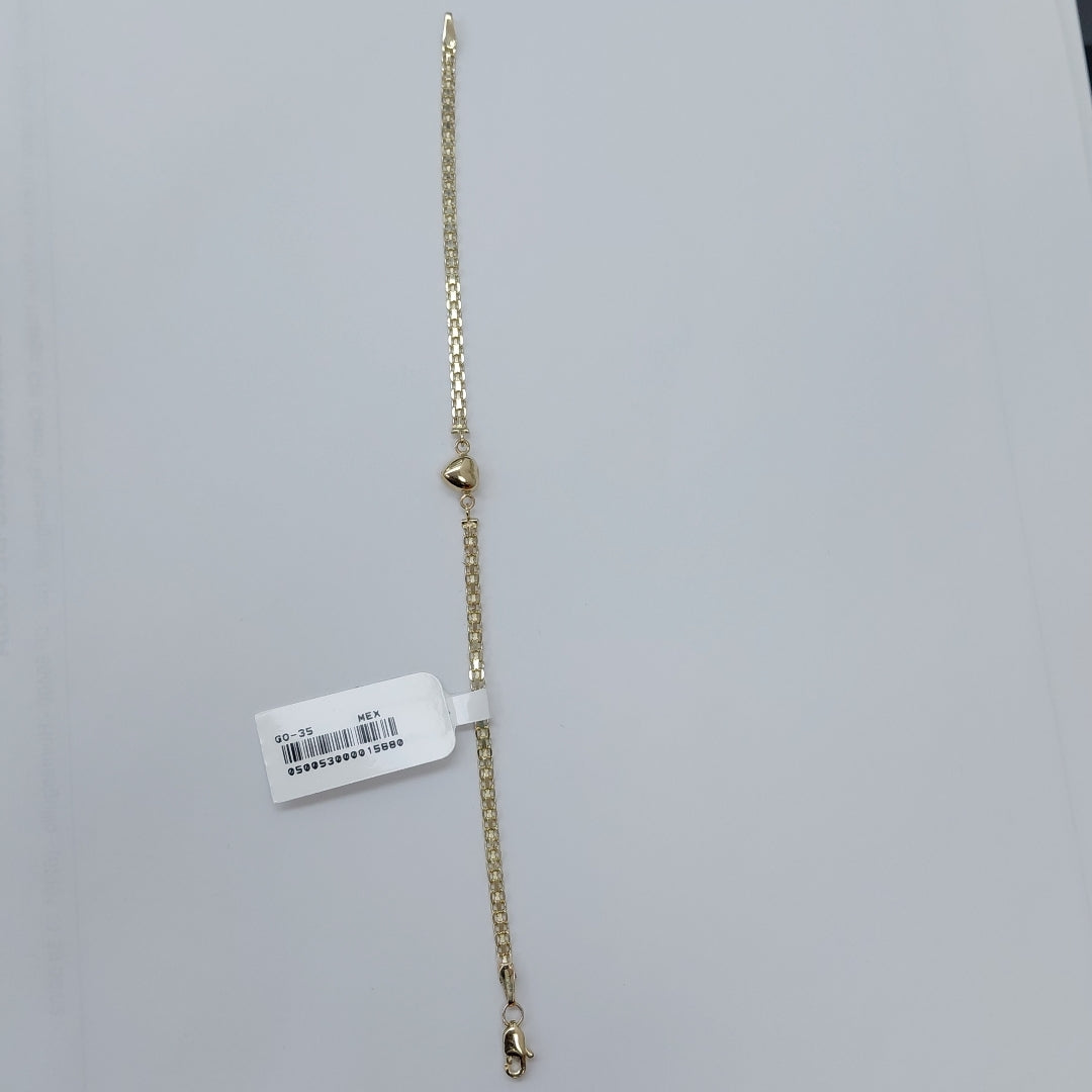 PULSERA ESPECIAL C CORAZON 14K 18 CM 2.7 GR (NUEVO)