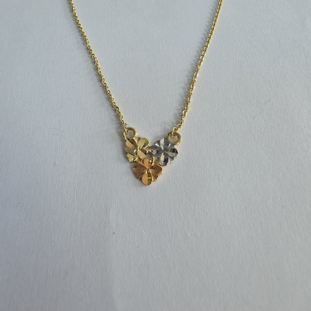 CADENA TEJIDO GARGANTILLA ESPECIAL C FLORES 14K 45 CM 2.9 GR (NUEVO)