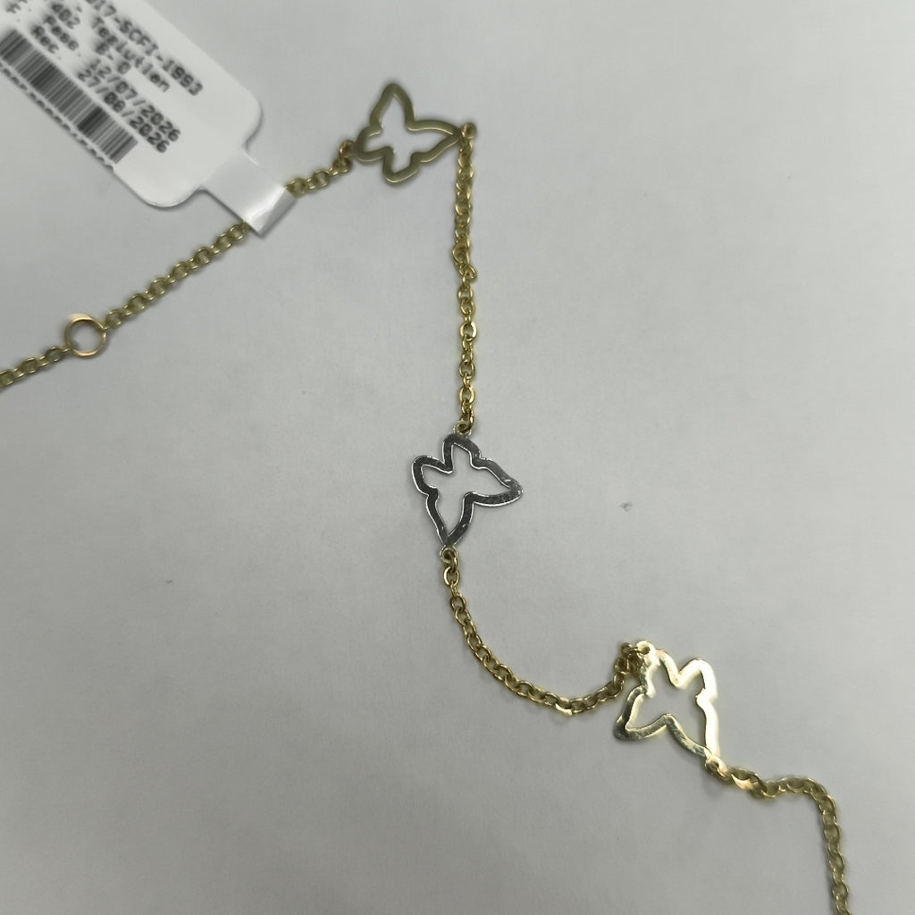 PULSERA ESPECIAL C MARIPOSAS 14K 18 CM 1.7 GR (NUEVO)