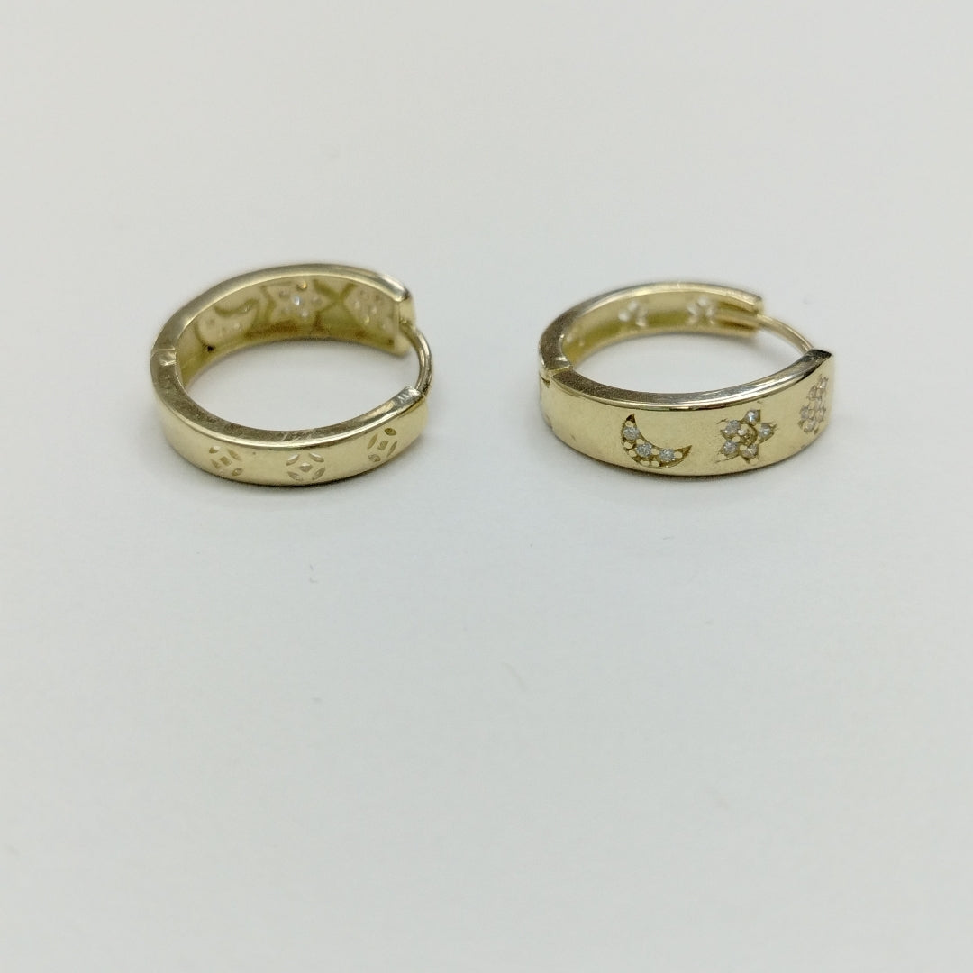 ARETES TEJIDO HUGGIES CON CIRCONIAS 14K 2.9 GR (NUEVO)
