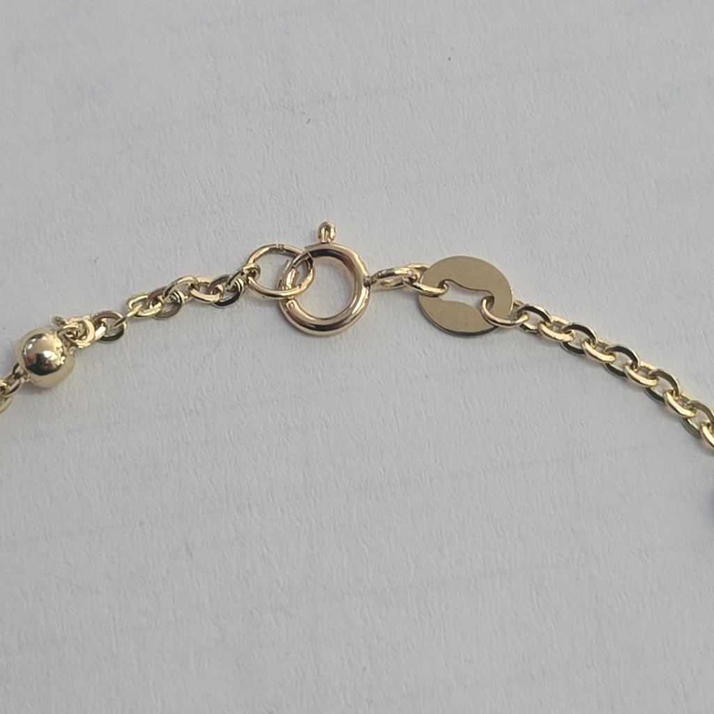 PULSERA TEJIDO ESPECIAL CON FLOR 14K 18 CM 1.6 GR (NUEVO)