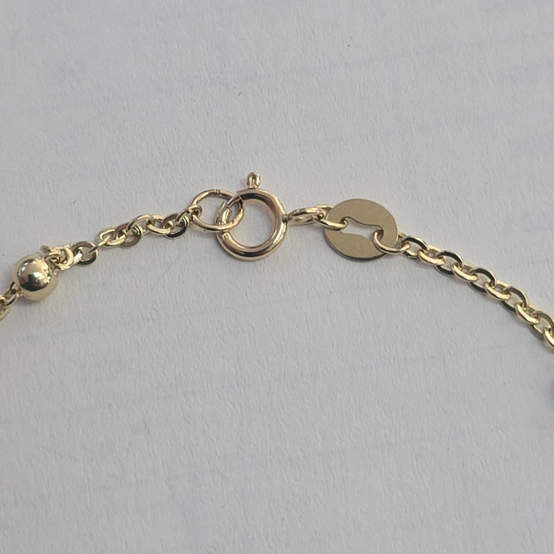 PULSERA TEJIDO ESPECIAL CON FLOR 14K 18 CM 1.6 GR (NUEVO)