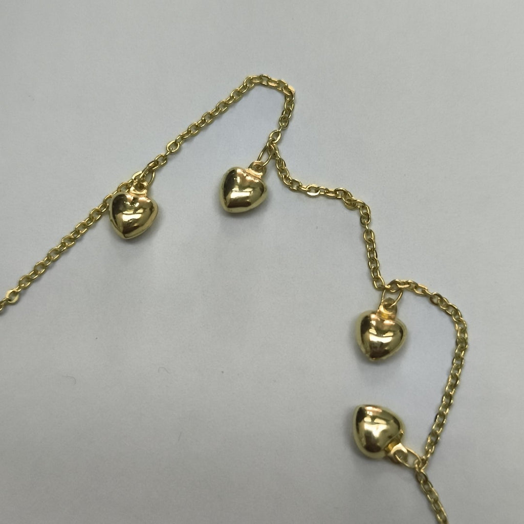 PULSERA ESP CON FIG CORAZONES 14K 18 CM 1.8 GR (NUEVO)