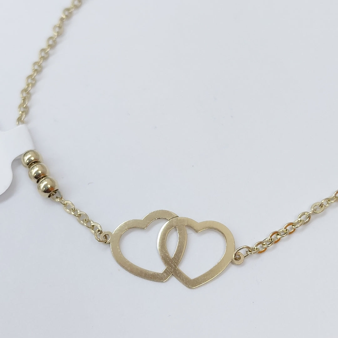 PULSERA TEJIDO ESPECIAL C CORAZONES 14K 18 CM 1.7 GR (NUEVO)