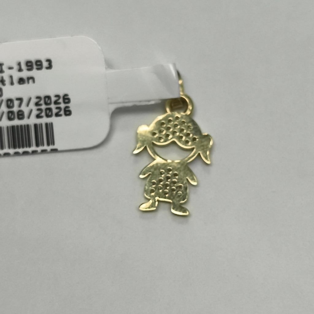 DIJE TEJIDO NIÑA CON CIRCONIAS 14K 0.9 GR (NUEVO)