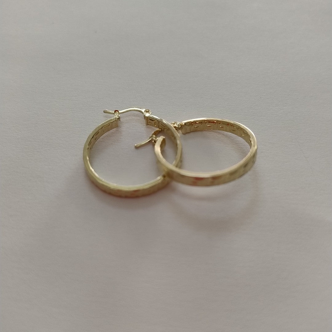 ARETES TEJIDO ARRACADA CON GRECAS 14K 2.8 GR (NUEVO)