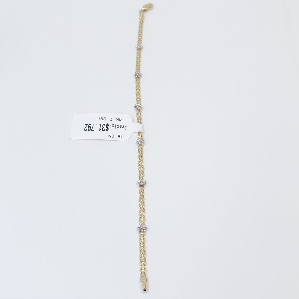 PULSERA ESPECIAL C FLORES 14K 18 CM 2.9 GR (NUEVO)