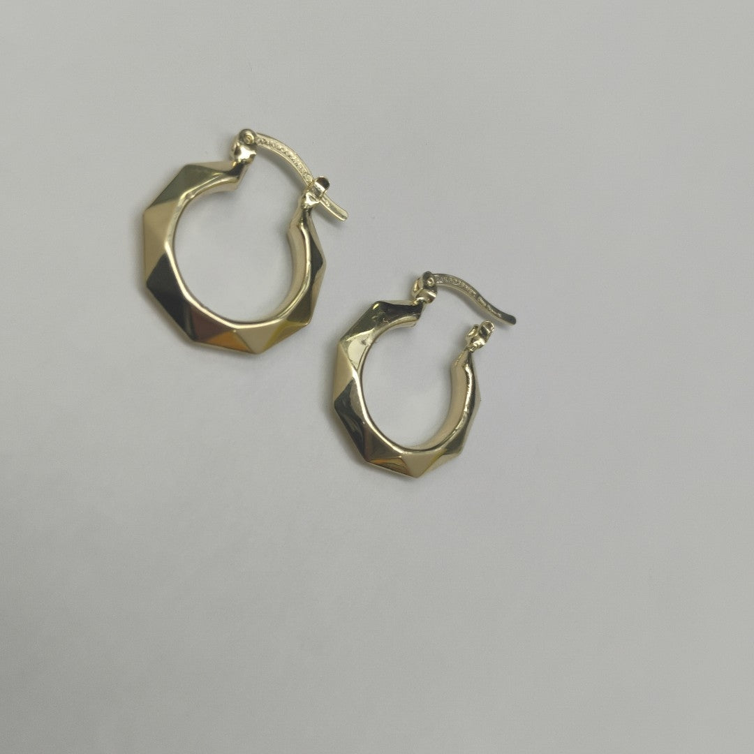 ARETES TEJIDO ARRACADAS FACETADAS 14K 1.8 GR (NUEVO)