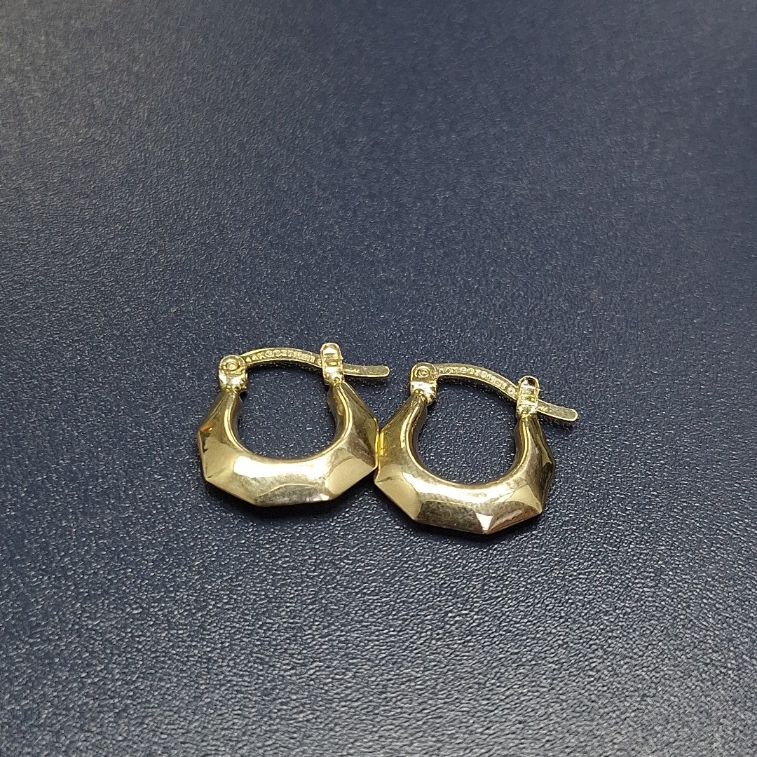 ARETES TEJIDO ARRACADA FACETADA 14K 1.2 GR (NUEVO)