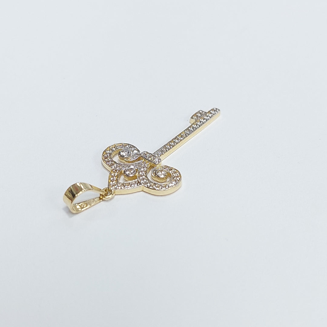 DIJE LLAVE C CIRCONIAS 14K 1.5 GR (NUEVO)