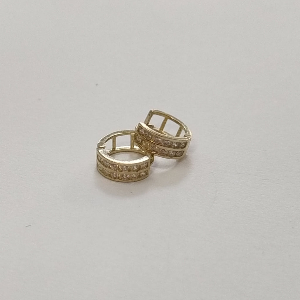 ARETES HUGGIES C CIRCONIAS 14K 1.7 GR (NUEVO)