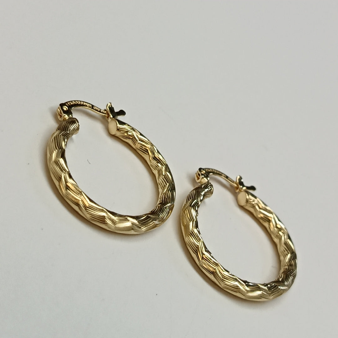 ARETES TEJIDO ARRACADA LABRADA 14K 2.6 GR (NUEVO)