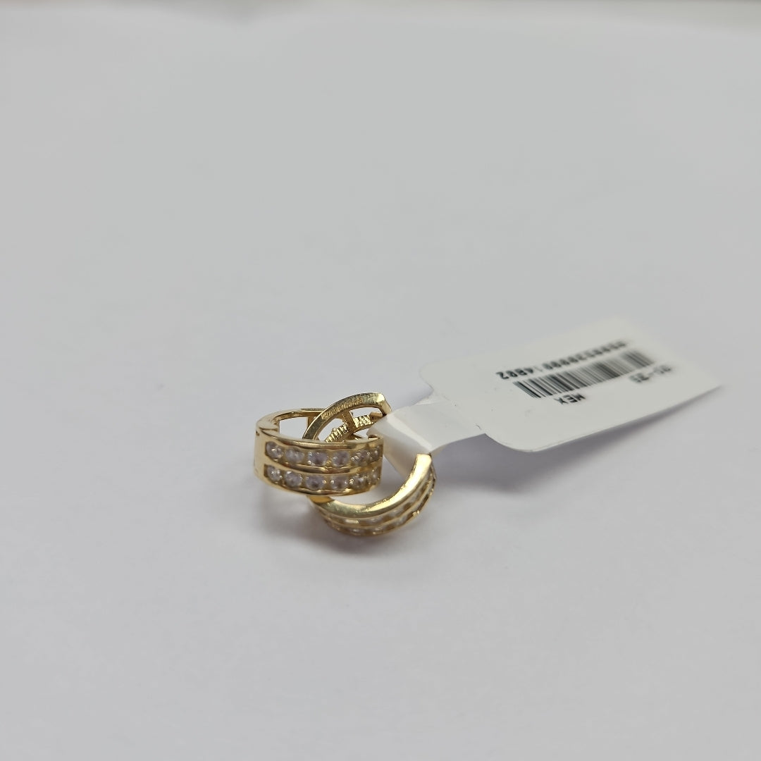 ARETES HUGGIES C CIRCONIAS 14K 1.8 GR (NUEVO)
