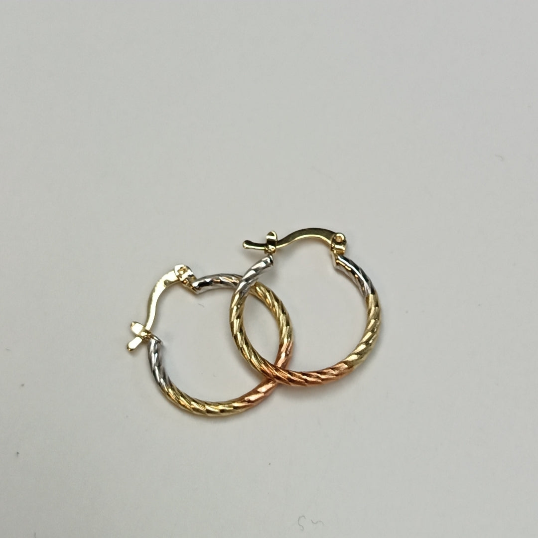ARETES TEJIDO ARRACADAS TZL COMBINADAS 14K 1.8 GR (NUEVO)