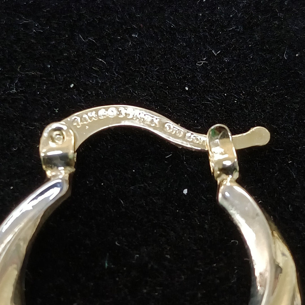 ARETES TEJIDO ARRACADA TRENZADA COMBINADA 14K 1.8 GR (NUEVO)