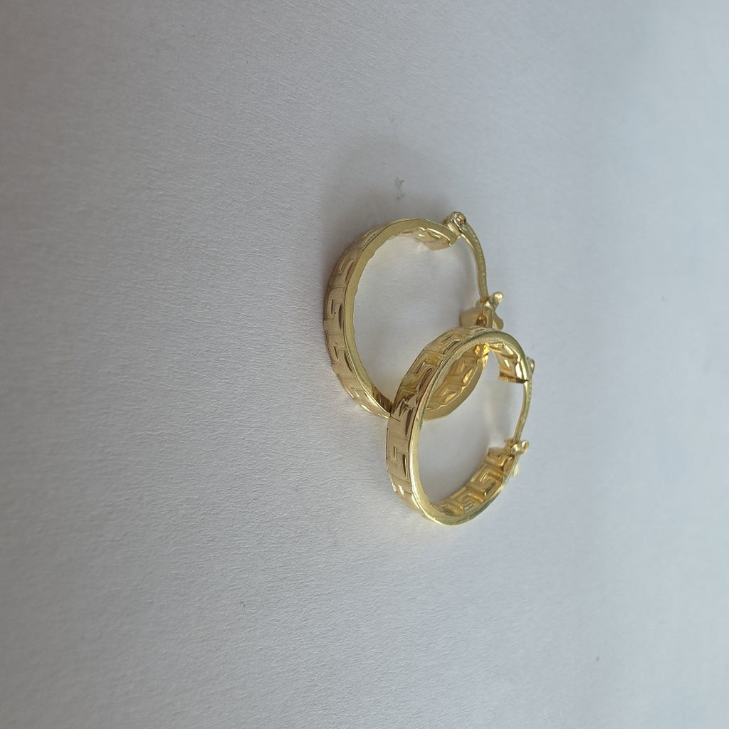 ARETES TEJIDO ARRACADAS TIPO GRECAS 14K 2.1 GR (NUEVO)