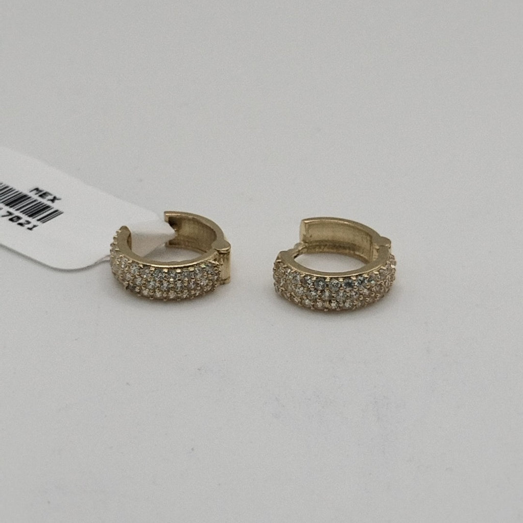 ARETES HUGGIE CON CIRCONIAS 14K 2 GR (NUEVO)