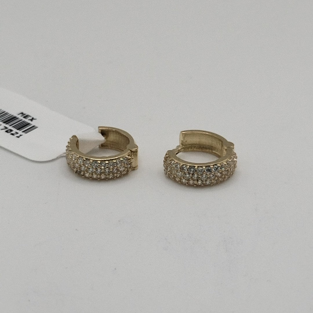 ARETES HUGGIE CON CIRCONIAS 14K 2 GR (NUEVO)