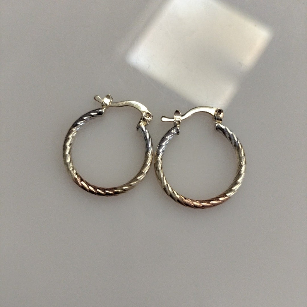ARETES TEJIDO ARRACADAS TZL COMBINADAS 14K 1.7 GR (NUEVO)