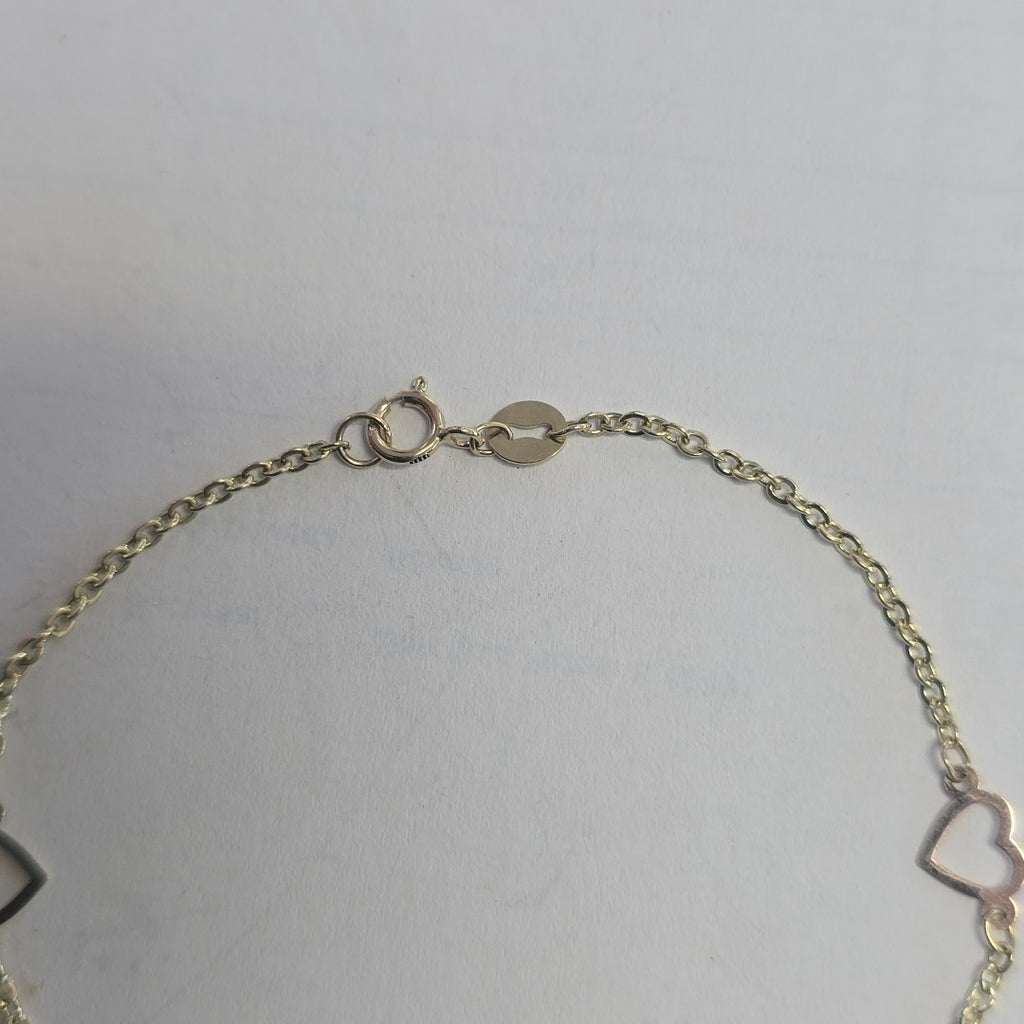 PULSERA ESPECIAL CON CORAZONES 14K 18 CM 1.2 GR (NUEVO)