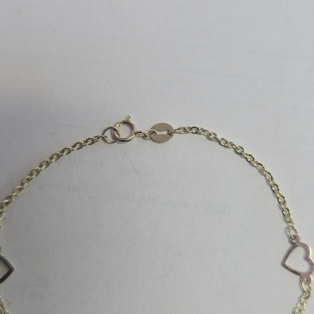 PULSERA ESPECIAL CON CORAZONES 14K 18 CM 1.2 GR (NUEVO)
