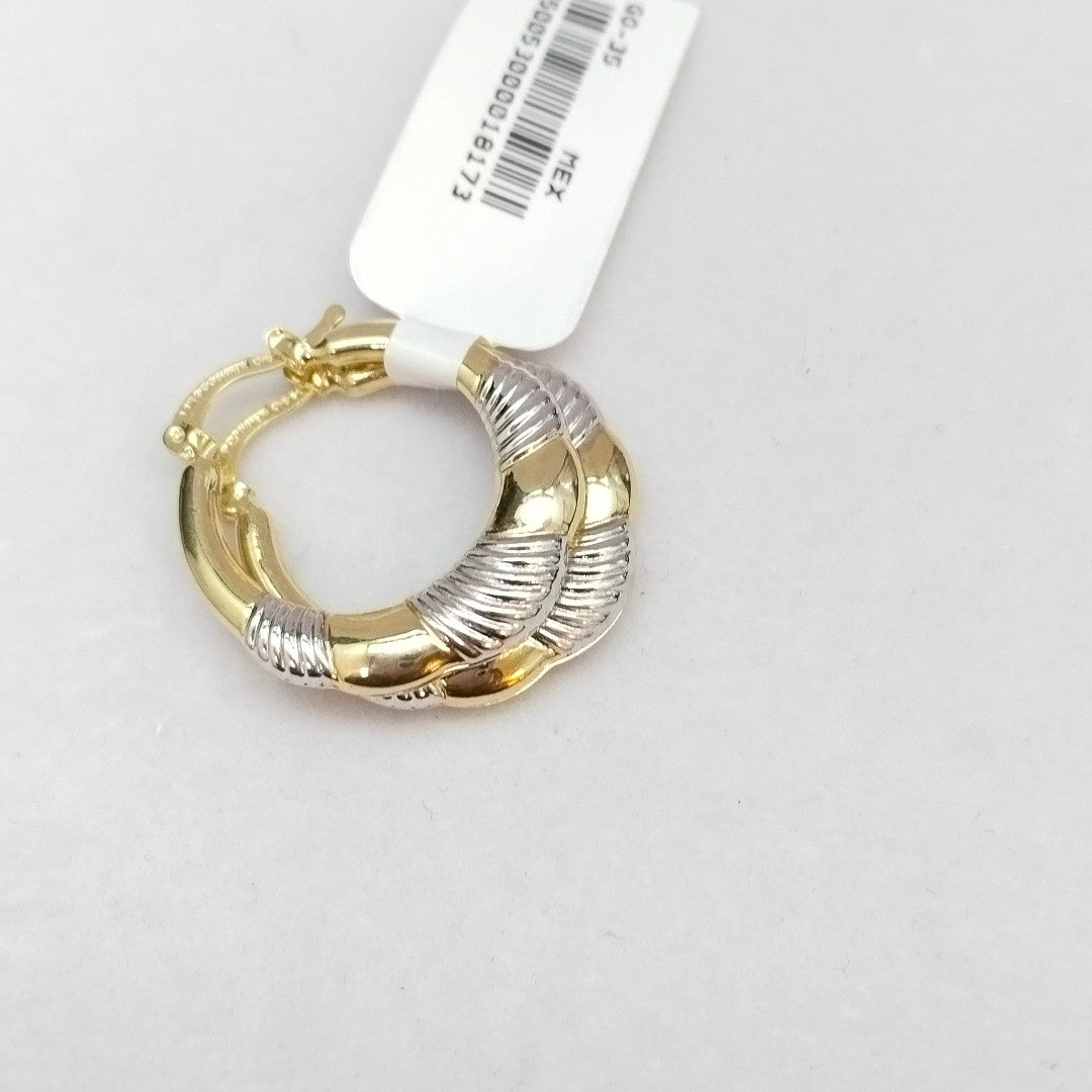 ARETES ARRACADAS HUECAS COMBINADAS 14K 2.5 GR (NUEVO)