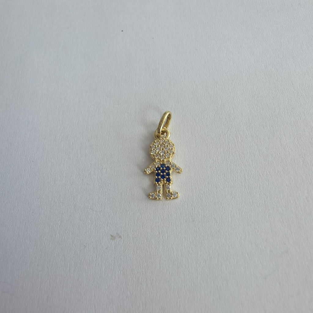 DIJE NIÑO CON CIRCONIAS Y PIEDRAS DE COLOR 10K 0.9 GR (NUEVO)